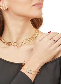 Bague M'ama non M'ama en Or rose 18K & Lapis & Saphir bleu
