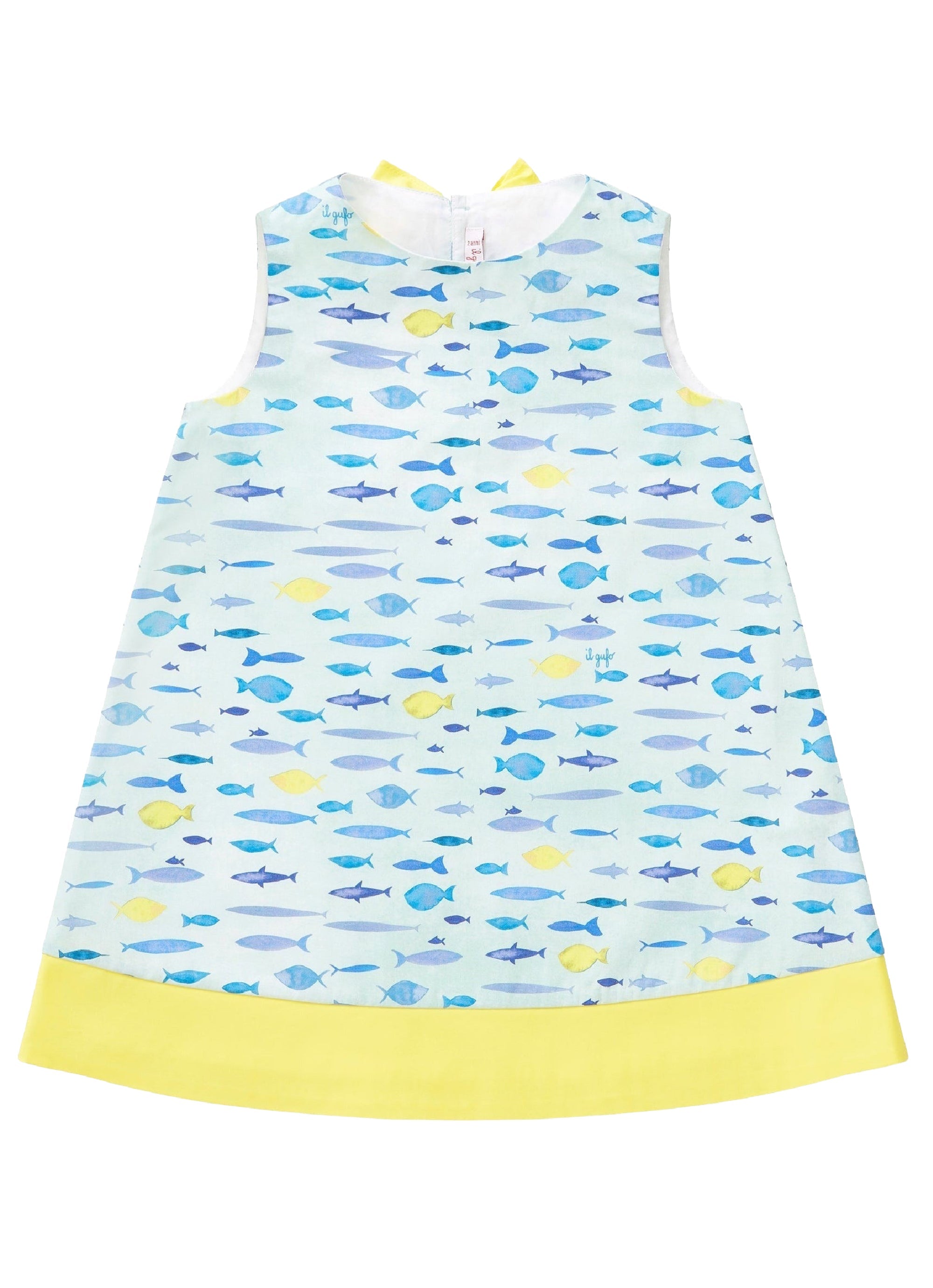 Vestito in cotone con stampa pesci