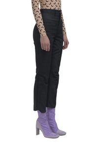 Pantalon taille haute long moiré - Black