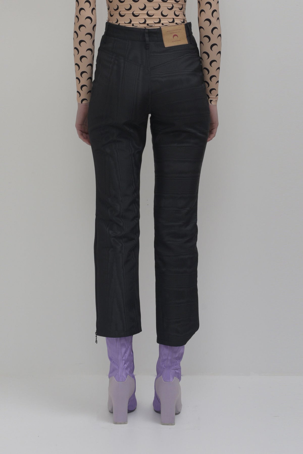 Pantalon taille haute long moiré - Black