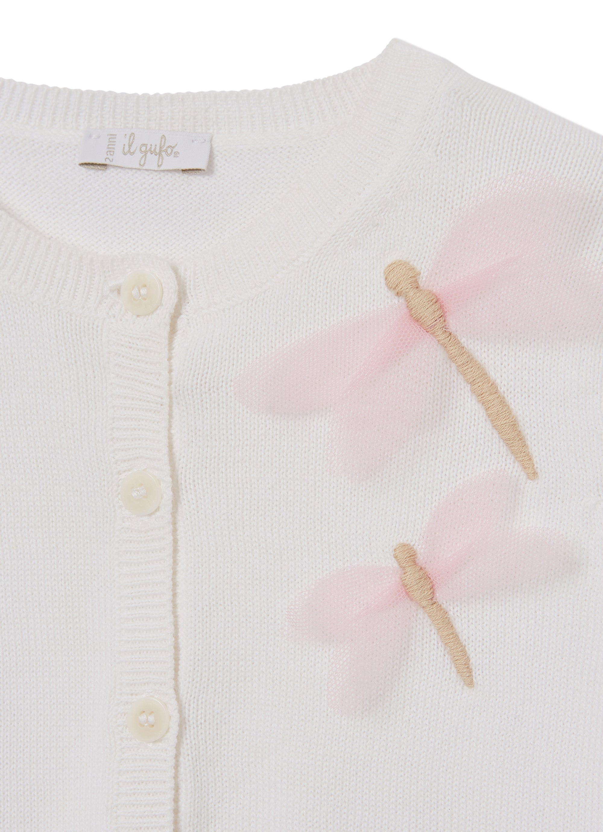golfino bianco con libellule