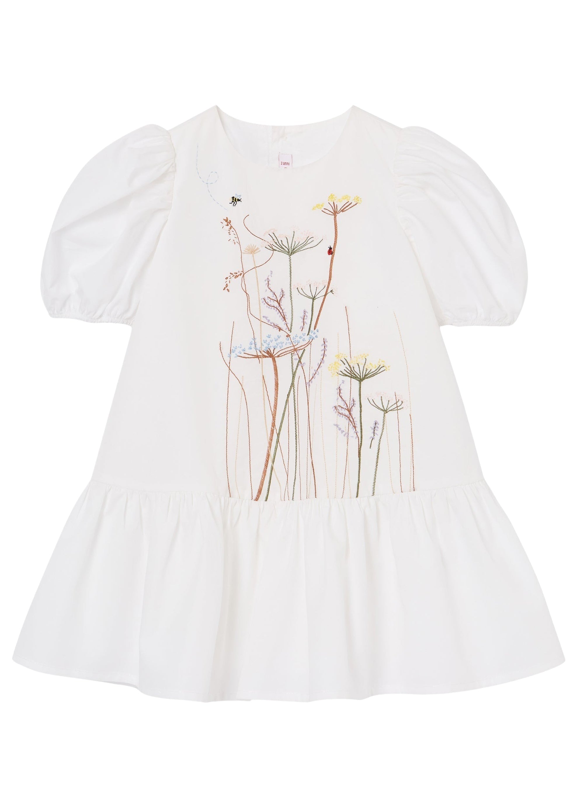 vestito bianco con ricamo centrale