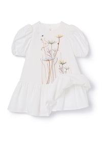vestito bianco con ricamo centrale