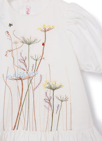 vestito bianco con ricamo centrale