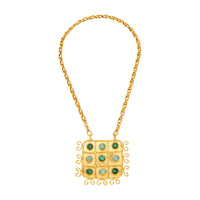 Collier Otomane doré à l'or fin et multipierres - Vert