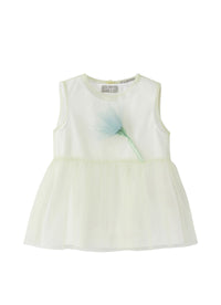 ca009h0018_2150 // DOUBLON FUSION /// DOUBLON DEVIENT OK PICS / camicetta in tulle smanicata con ricamo fiore fatto a mano