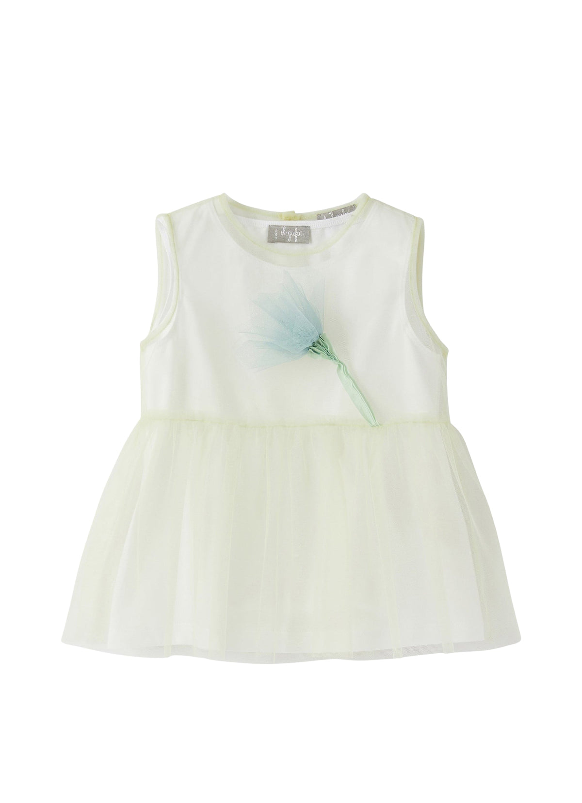 ca009h0018_2150 // DOUBLON FUSION /// DOUBLON DEVIENT OK PICS / camicetta in tulle smanicata con ricamo fiore fatto a mano