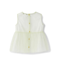 ca009h0018_2150 // DOUBLON FUSION /// DOUBLON DEVIENT OK PICS / camicetta in tulle smanicata con ricamo fiore fatto a mano