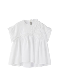 camicia manica corta con applicazione arricciata