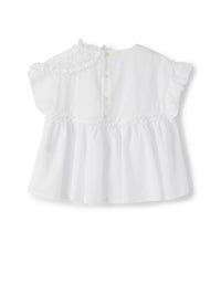 camicia manica corta con applicazione arricciata