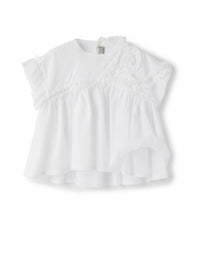 camicia manica corta con applicazione arricciata