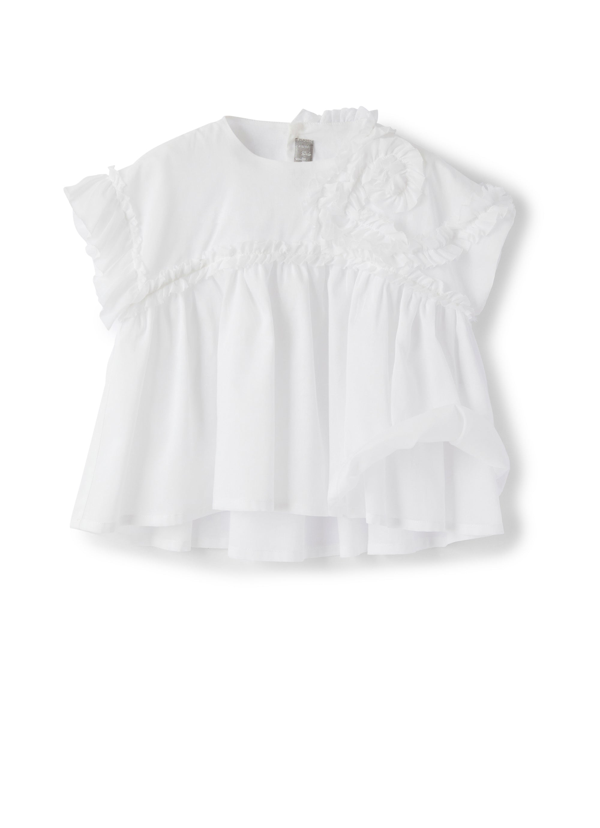 camicia manica corta con applicazione arricciata