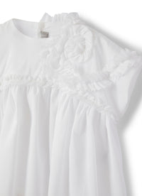 camicia manica corta con applicazione arricciata