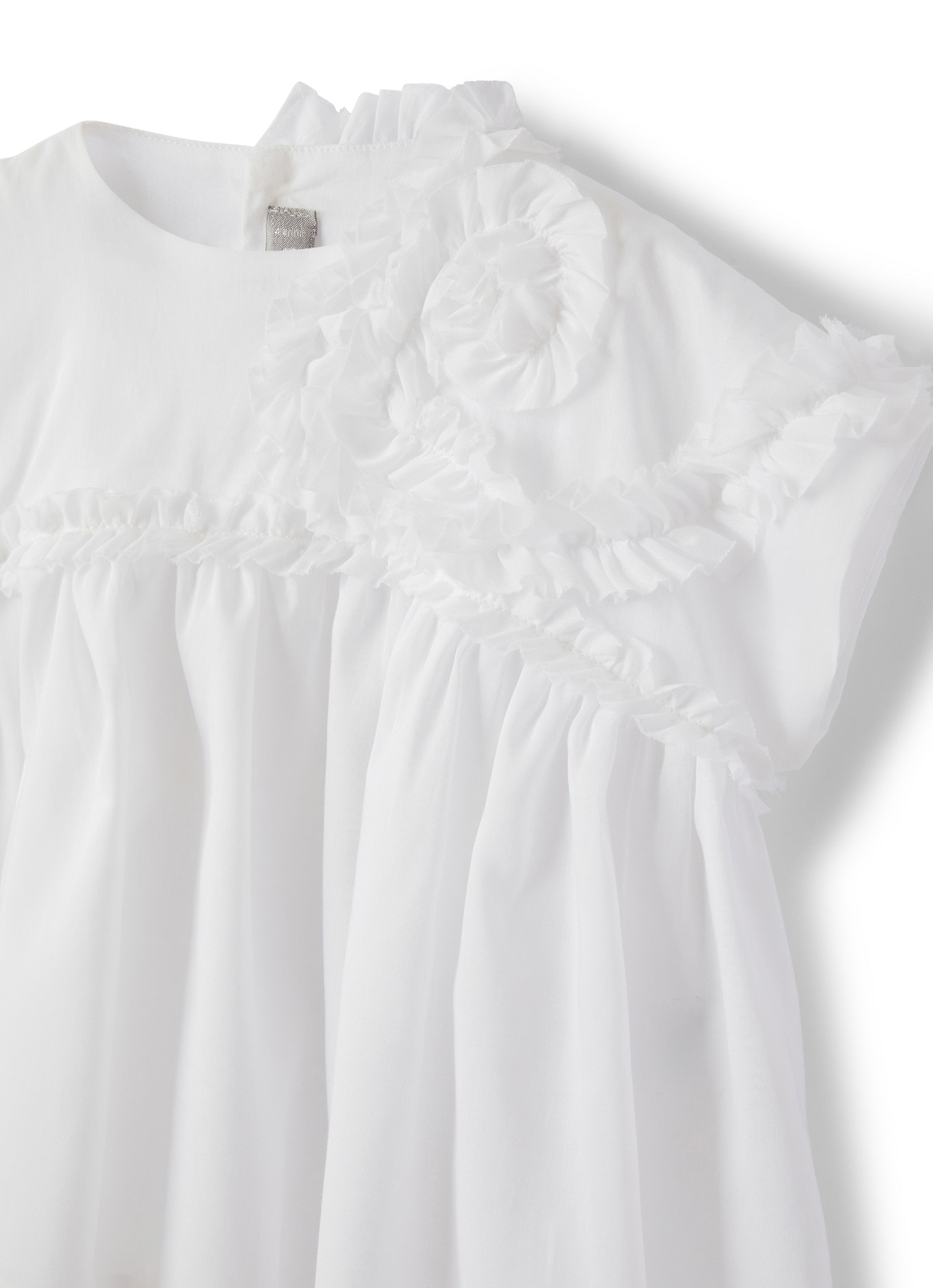 camicia manica corta con applicazione arricciata