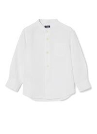 Chemise à col mandarin et poches plaquées en lin - Bianco