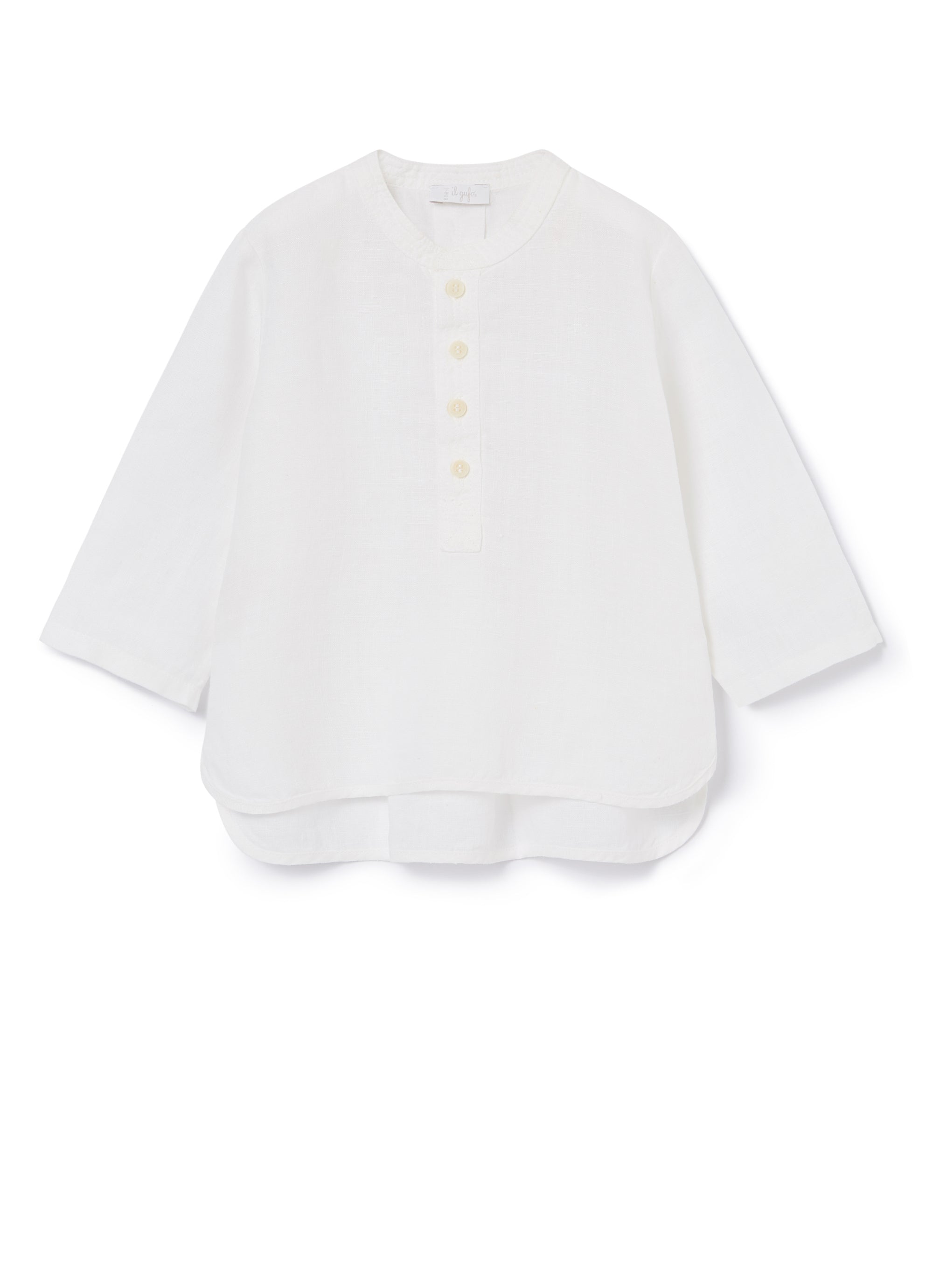 Linen shirt with Mao collar - Bianco