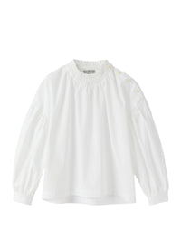 camicia manica lunga con arricciatura sul collo