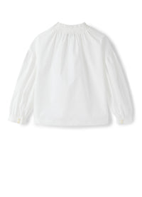 camicia manica lunga con arricciatura sul collo