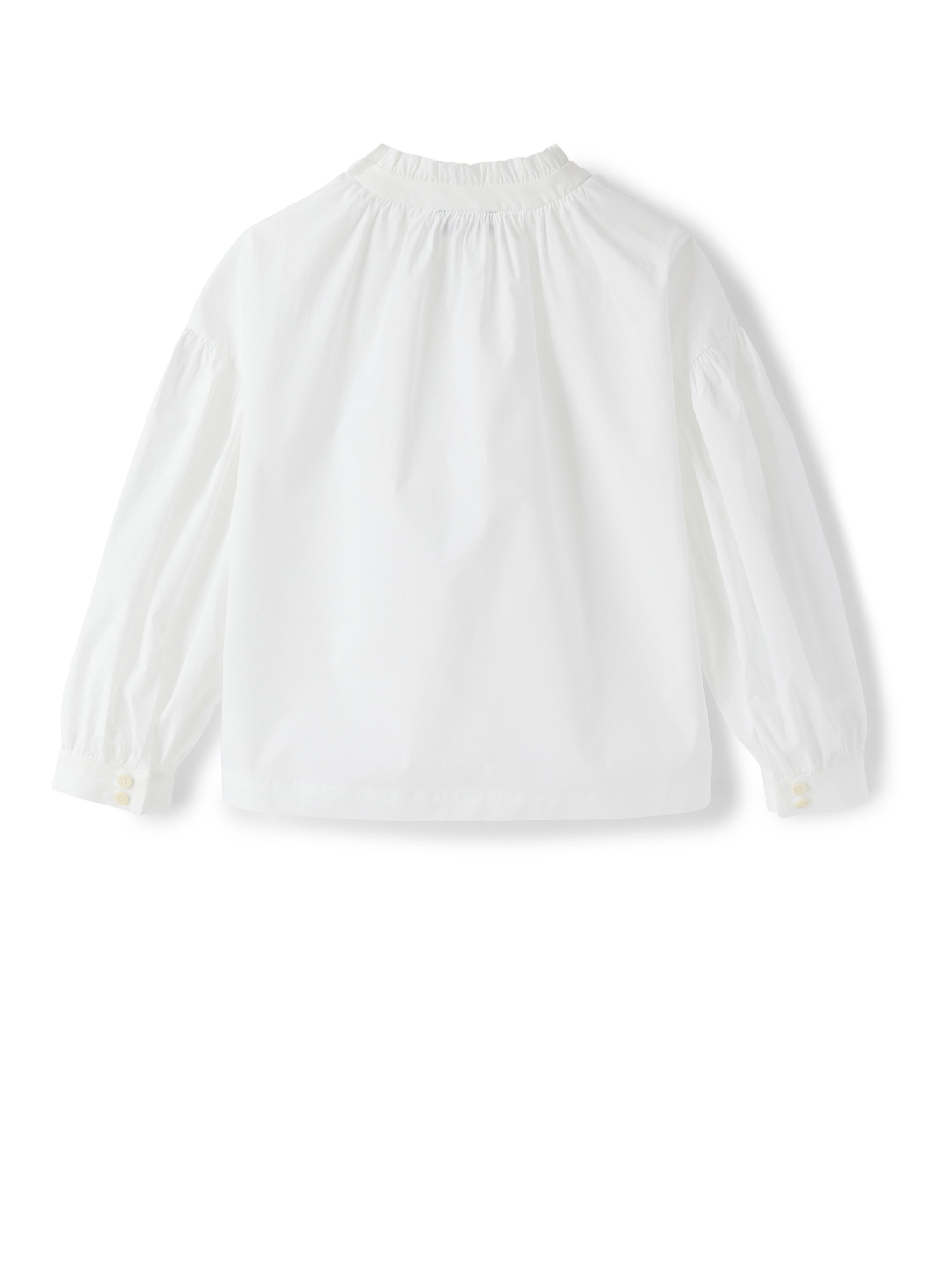 camicia manica lunga con arricciatura sul collo