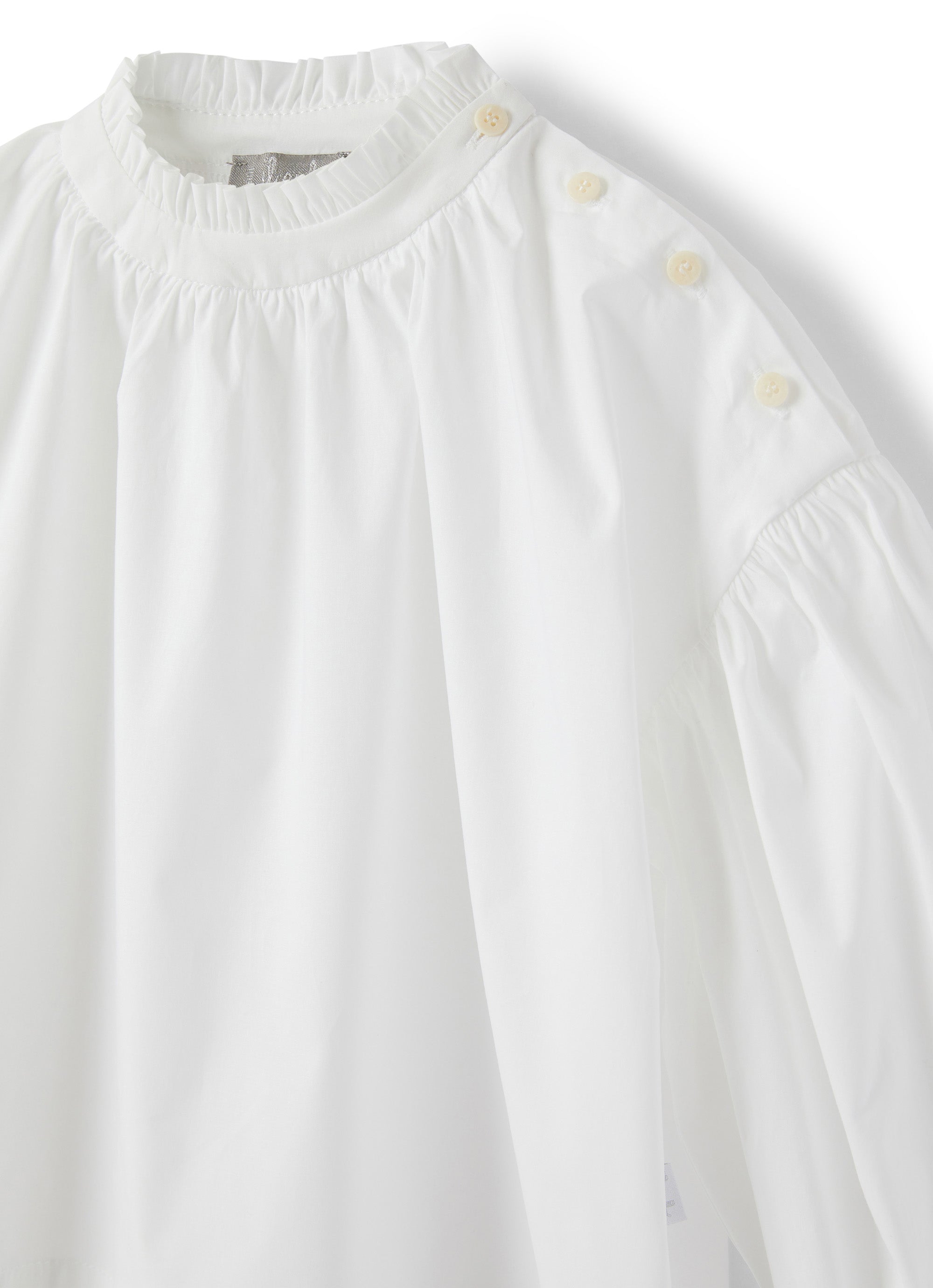 camicia manica lunga con arricciatura sul collo