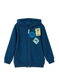 felpa di cotone con zip e cappuccio