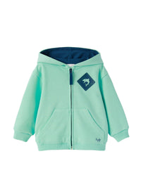 felpa in cotone con zip e cappuccio