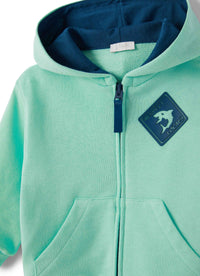 felpa in cotone con zip e cappuccio