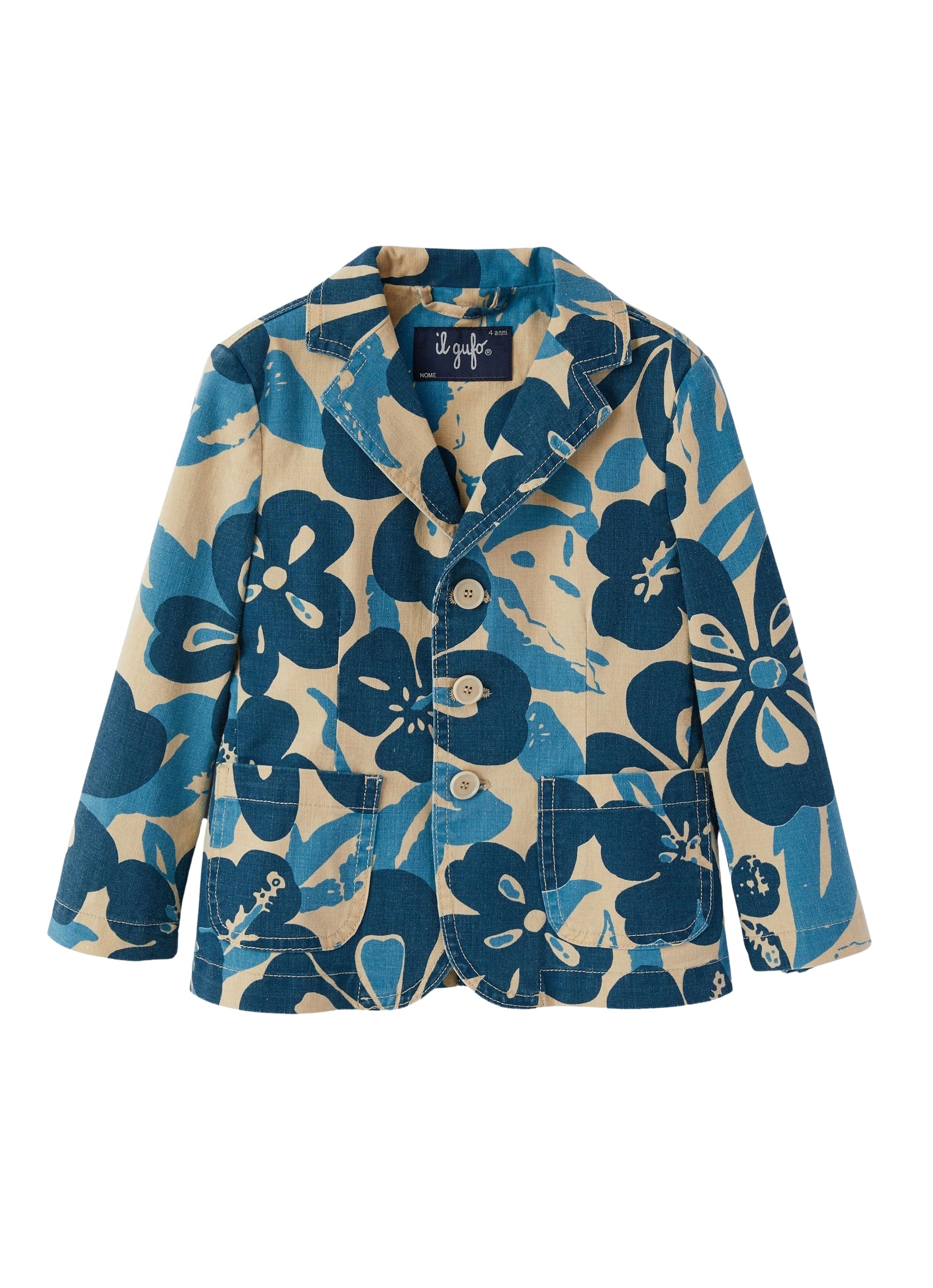 giacca in gabardina di cotone con fantasia floreale