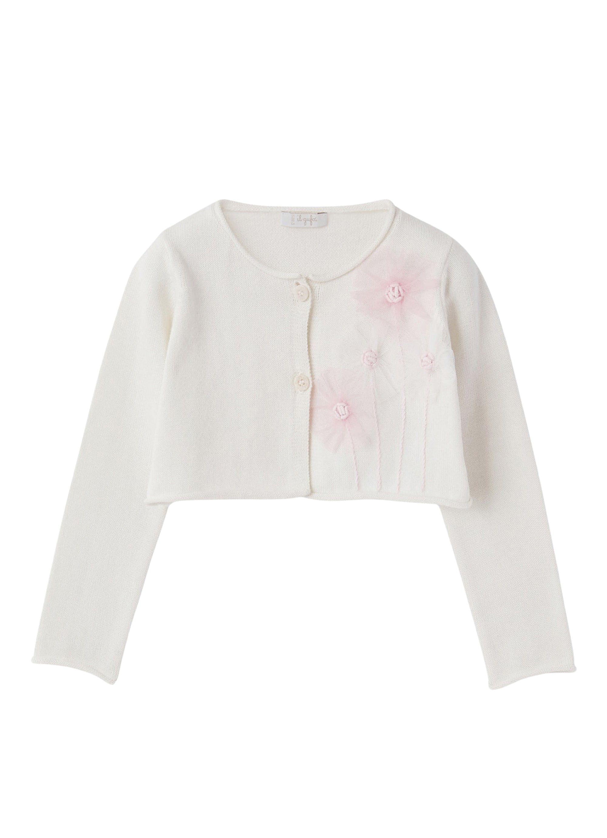 golfino tricot con applicazione e ricamo a mano