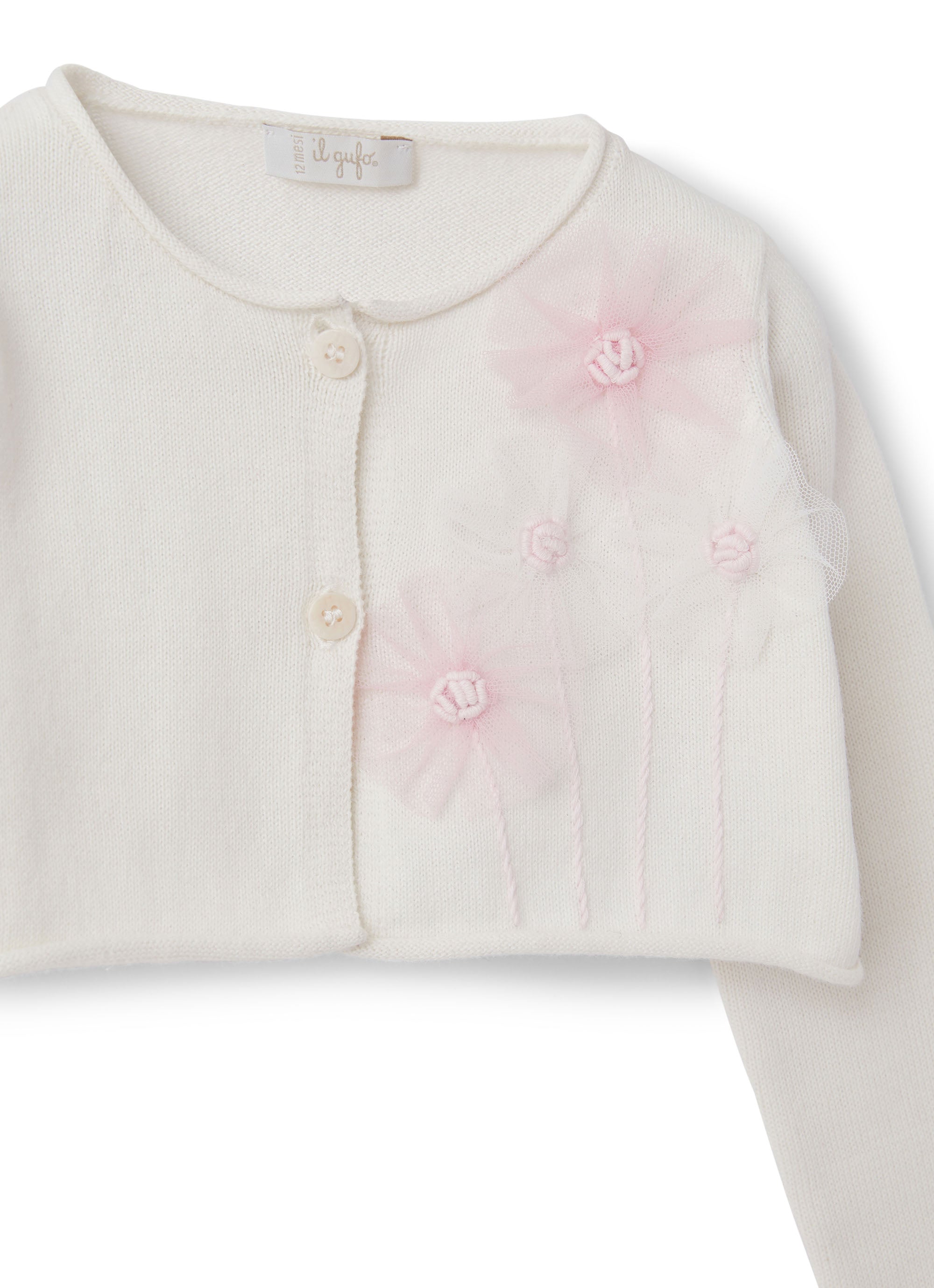 golfino tricot con applicazione e ricamo a mano