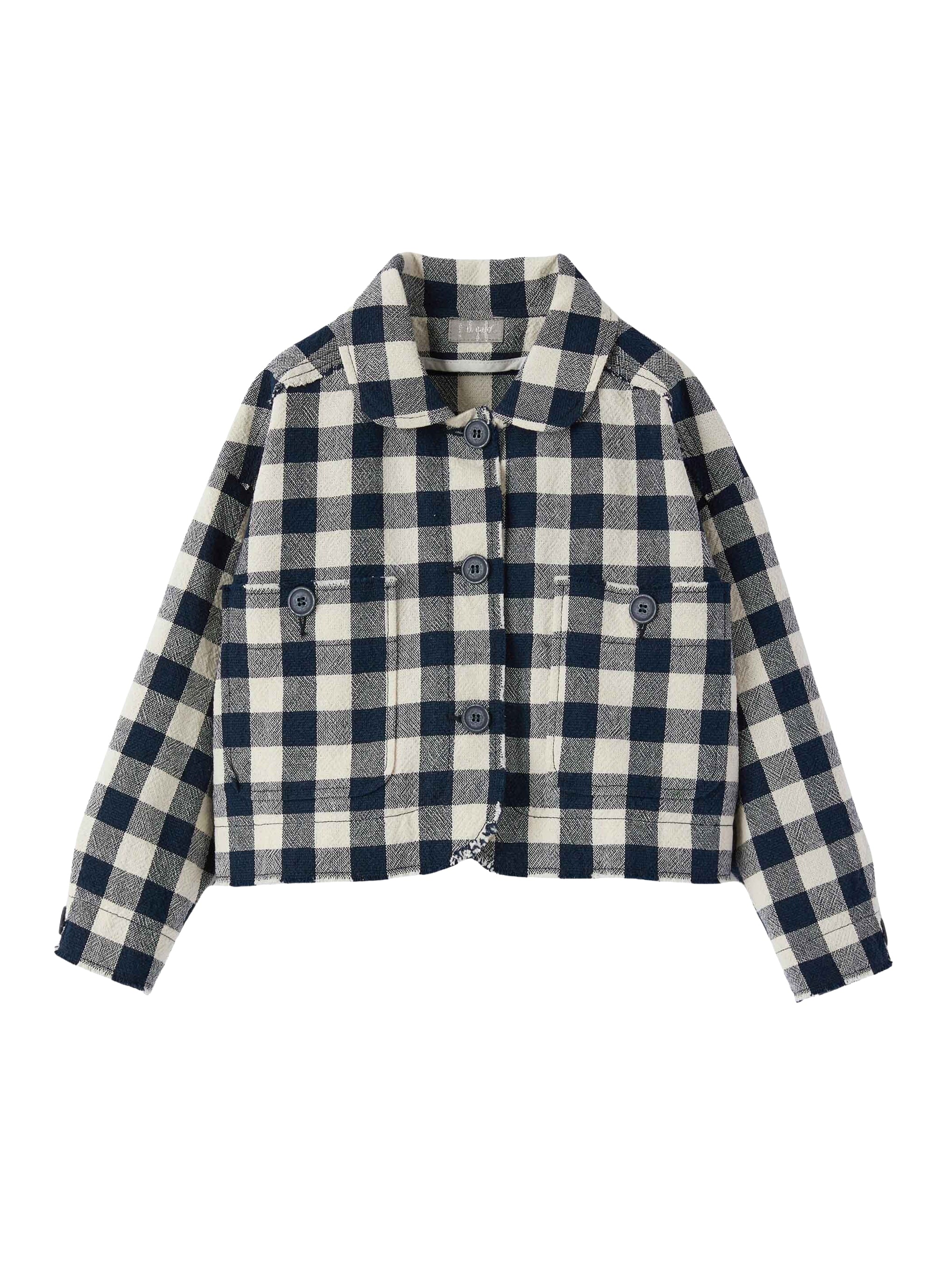 giacca corta in cotone damier