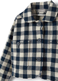 giacca corta in cotone damier