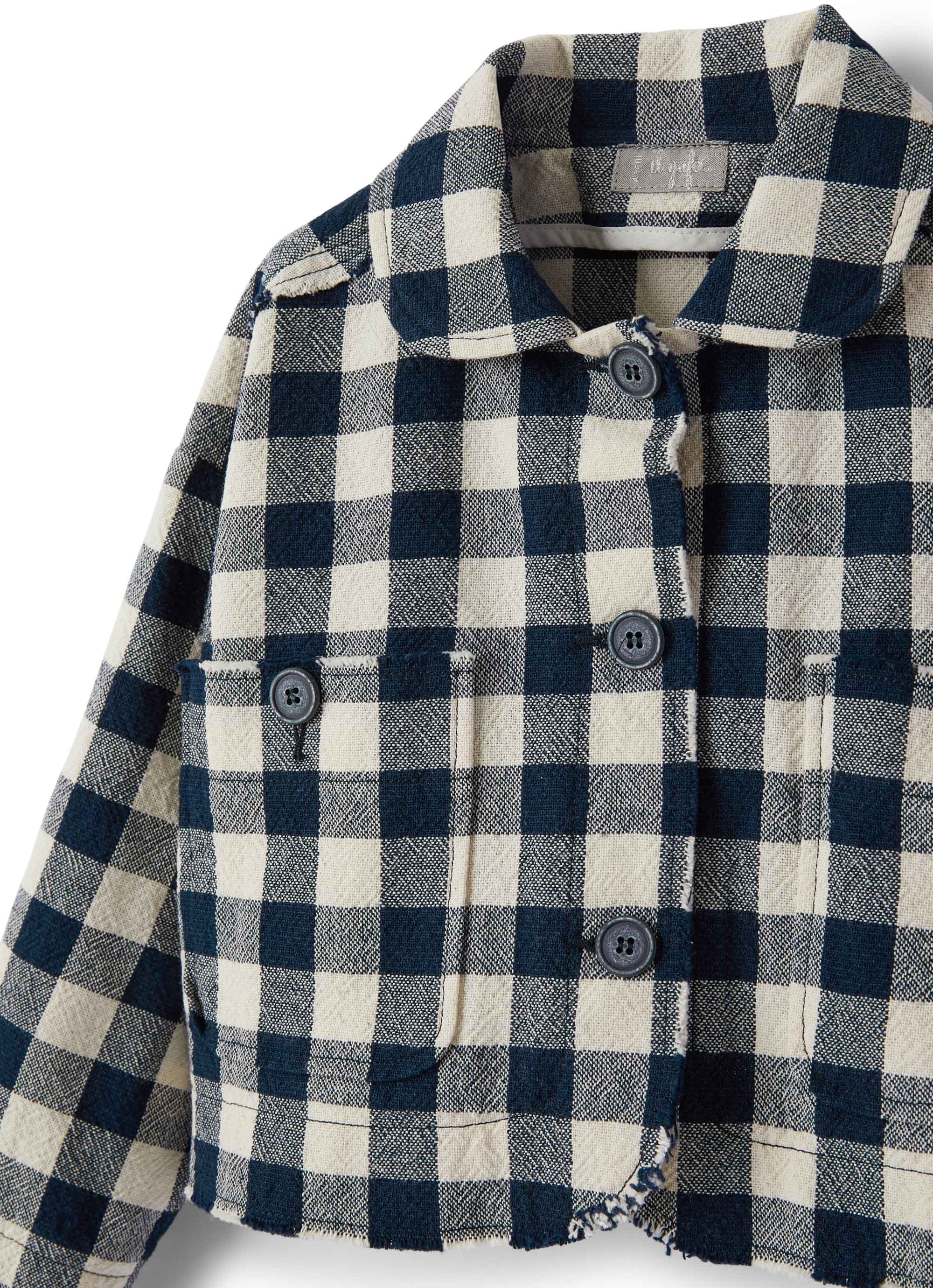 giacca corta in cotone damier