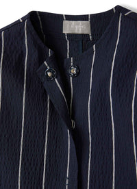 giacca corta blu a righe bianche