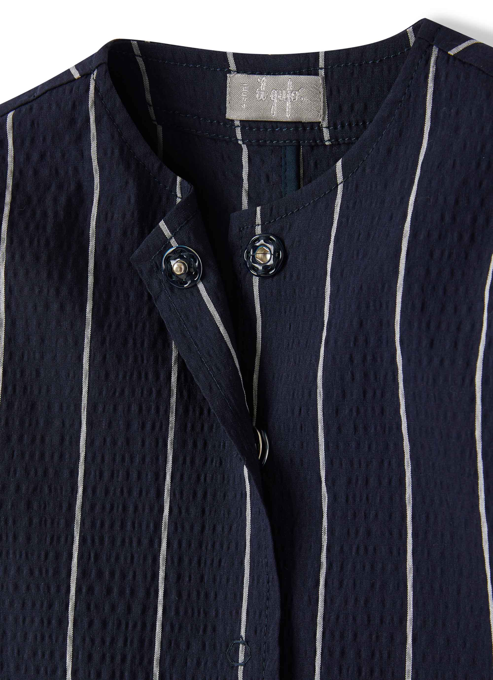 giacca corta blu a righe bianche