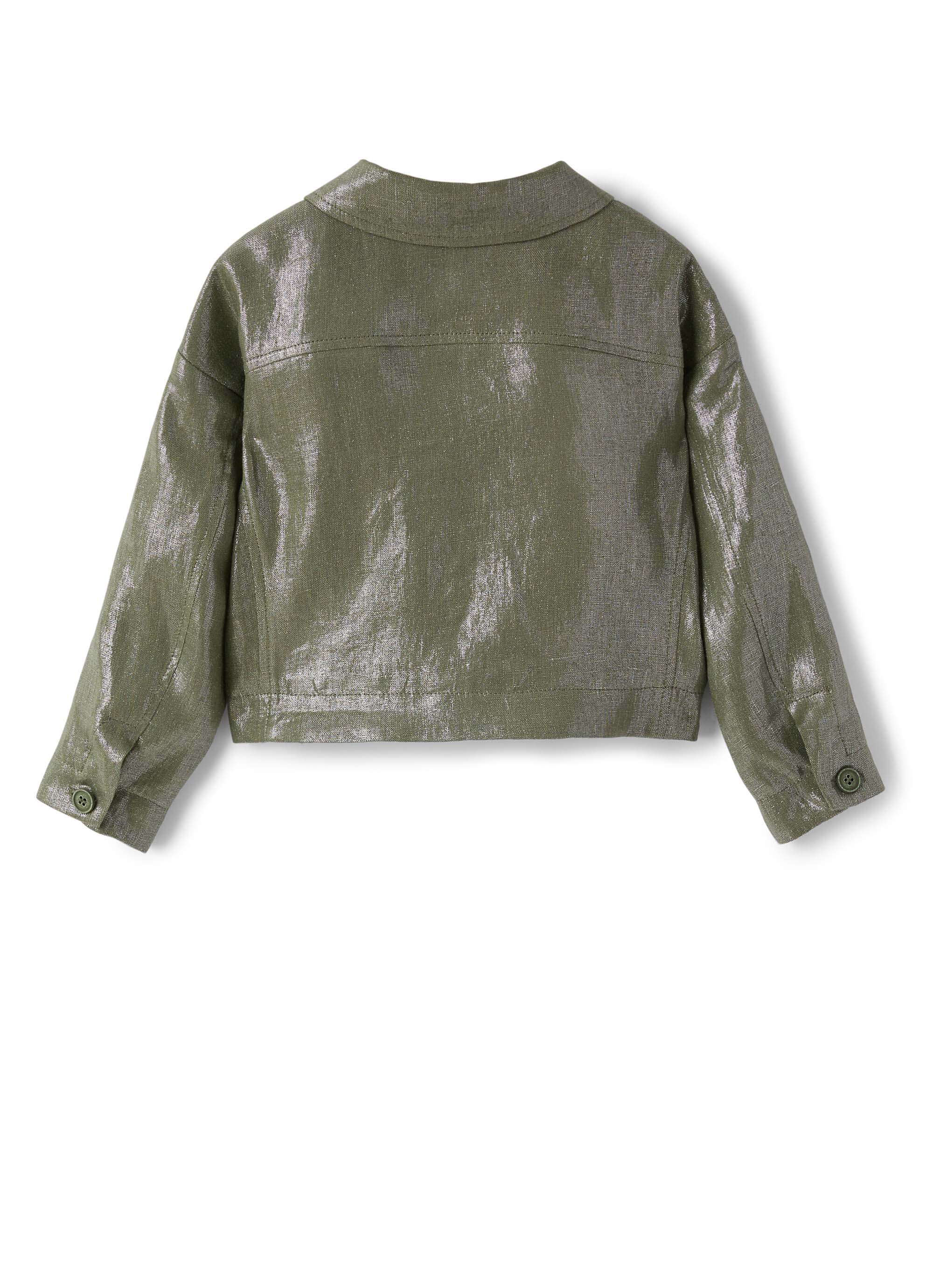giacca verde effetto laminato