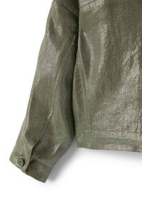 giacca verde effetto laminato