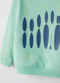 mf198m0030_5348 // DOUBLON FUSION /// DOUBLON DEVIENT OK PICS / felpa verde acqua con stampa tavole da surf