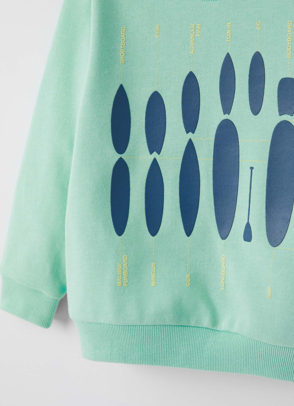 mf198m0030_5348 // DOUBLON FUSION /// DOUBLON DEVIENT OK PICS / felpa verde acqua con stampa tavole da surf