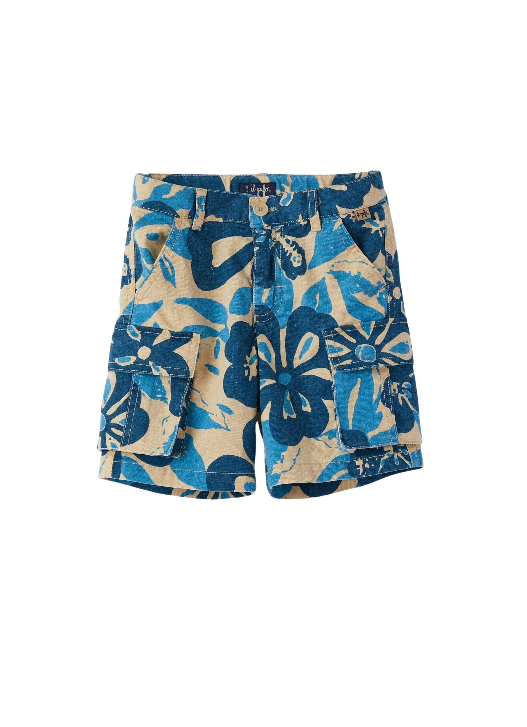 bermuda in gabardina di cotone con fantasia floreale