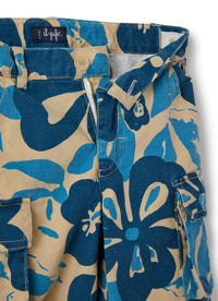 bermuda in gabardina di cotone con fantasia floreale