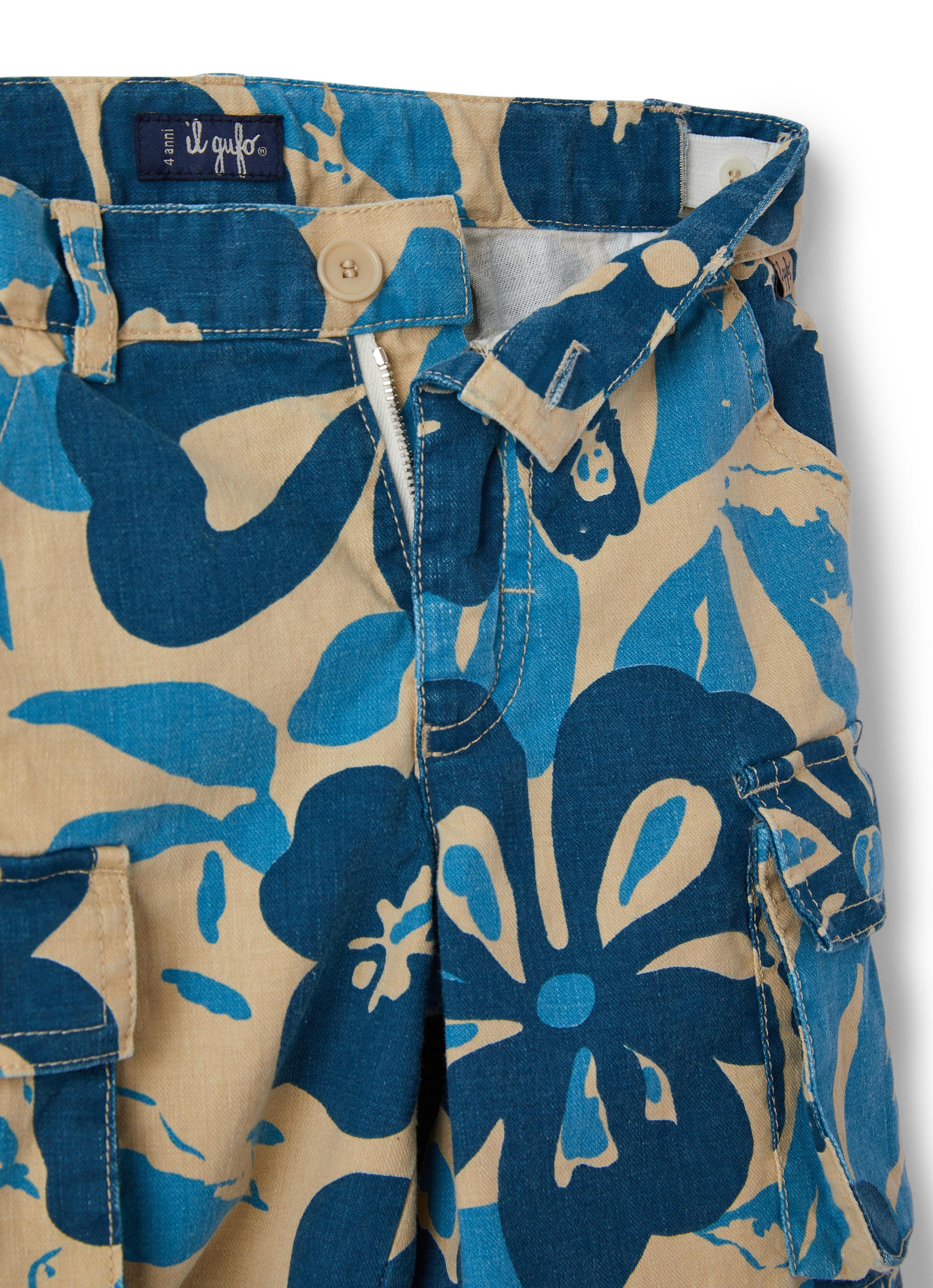 bermuda in gabardina di cotone con fantasia floreale