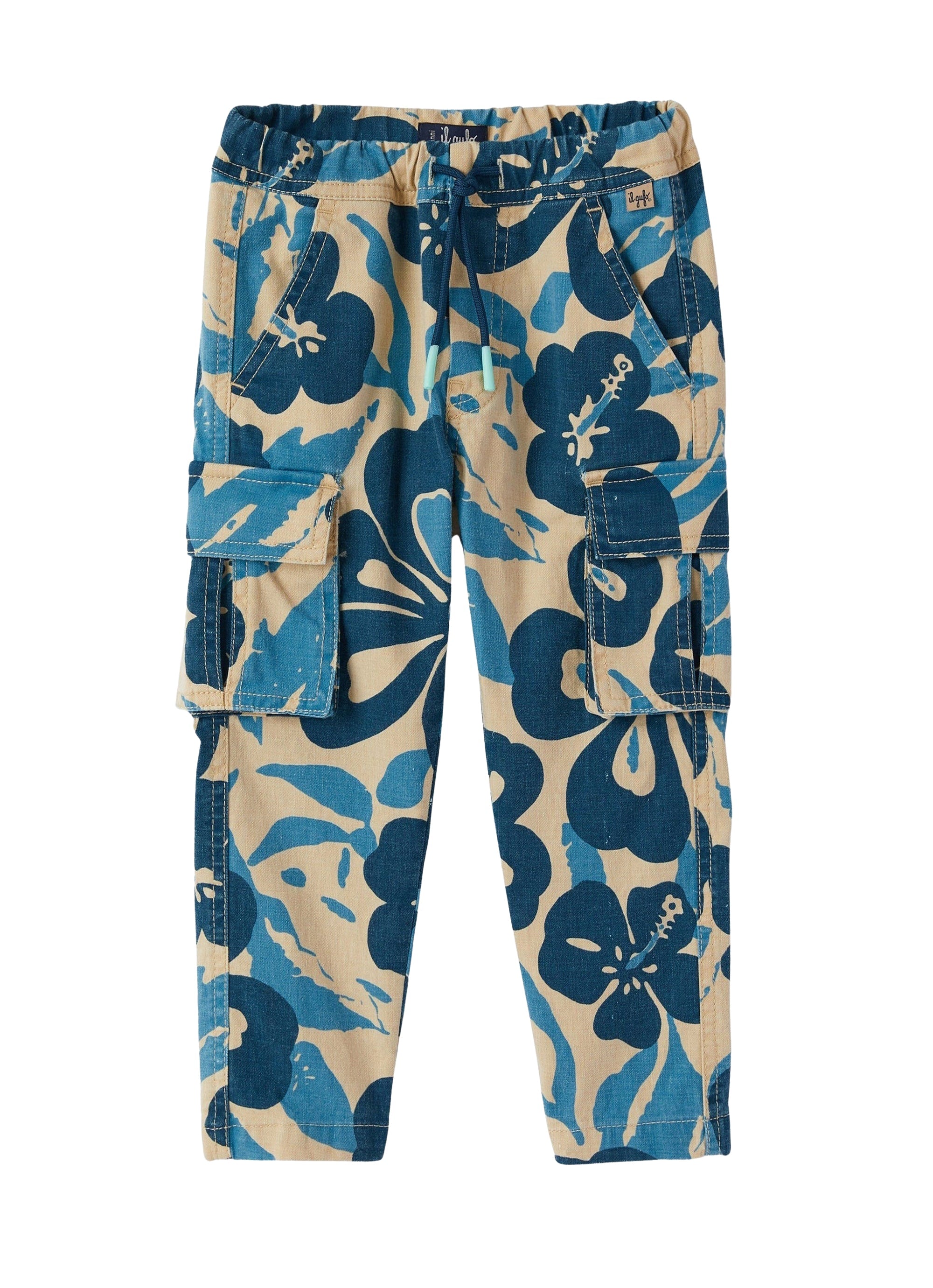 pantalone cargo con fantasia floreale