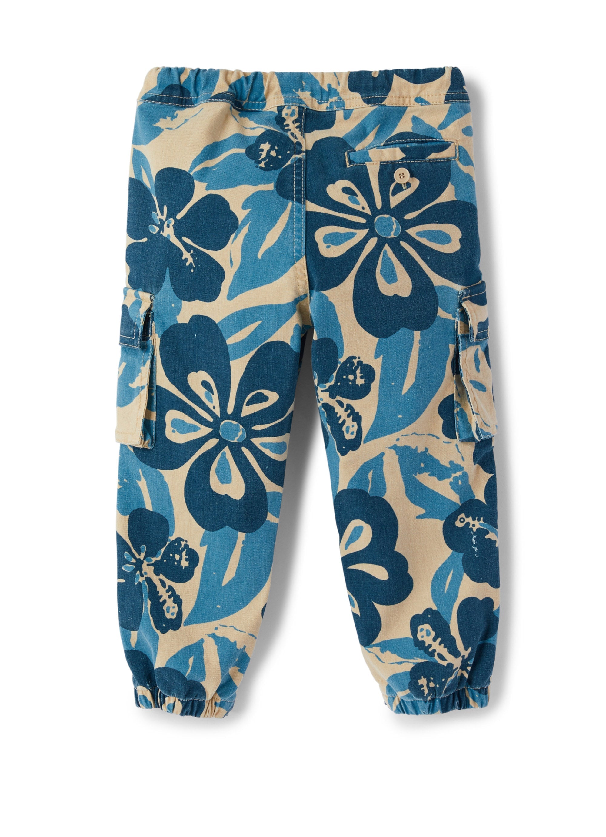 pantalone cargo con fantasia floreale