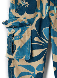 pantalone cargo con fantasia floreale