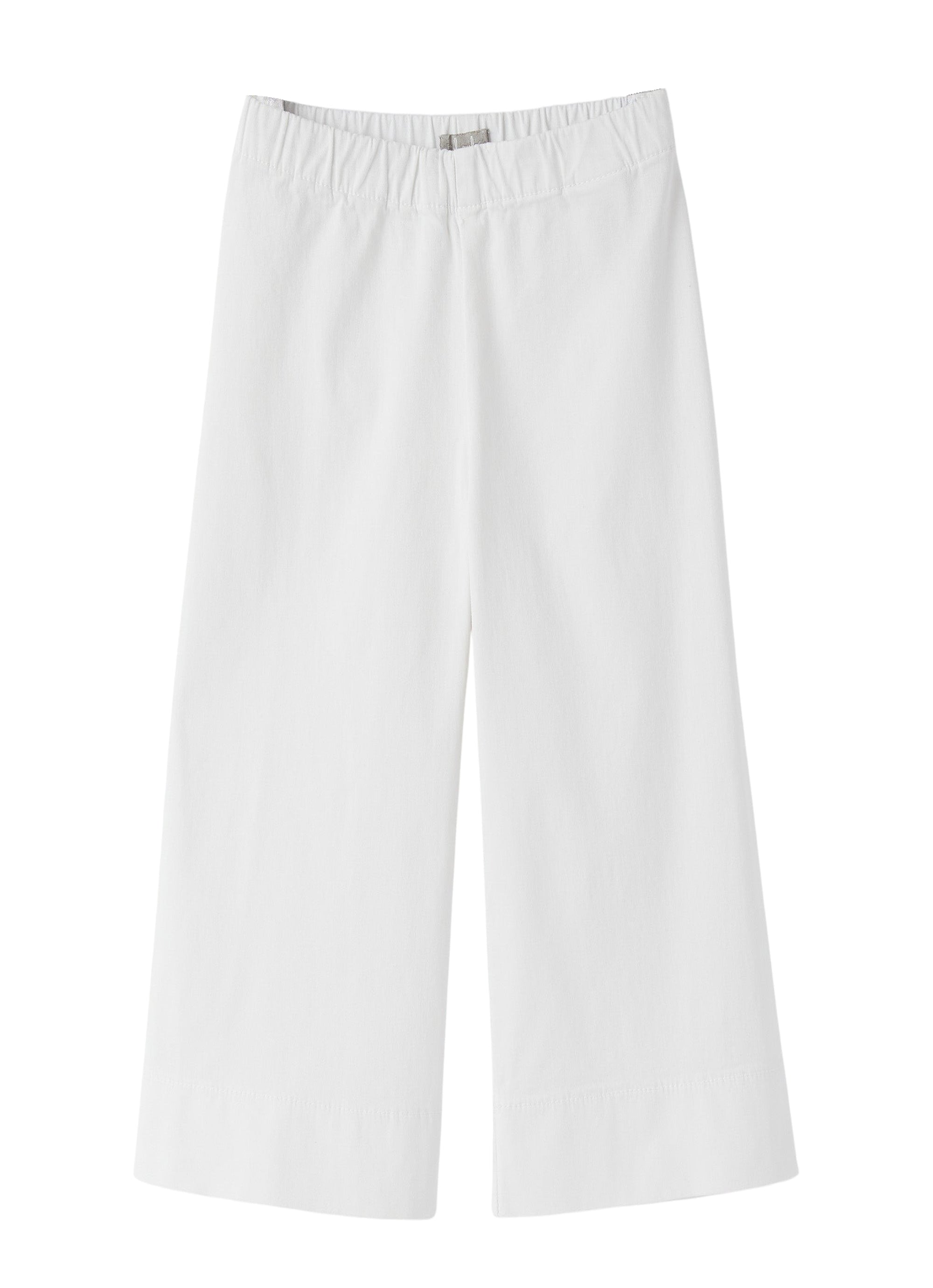 Pantalon culotte à ceinture élastiquée - Bianco