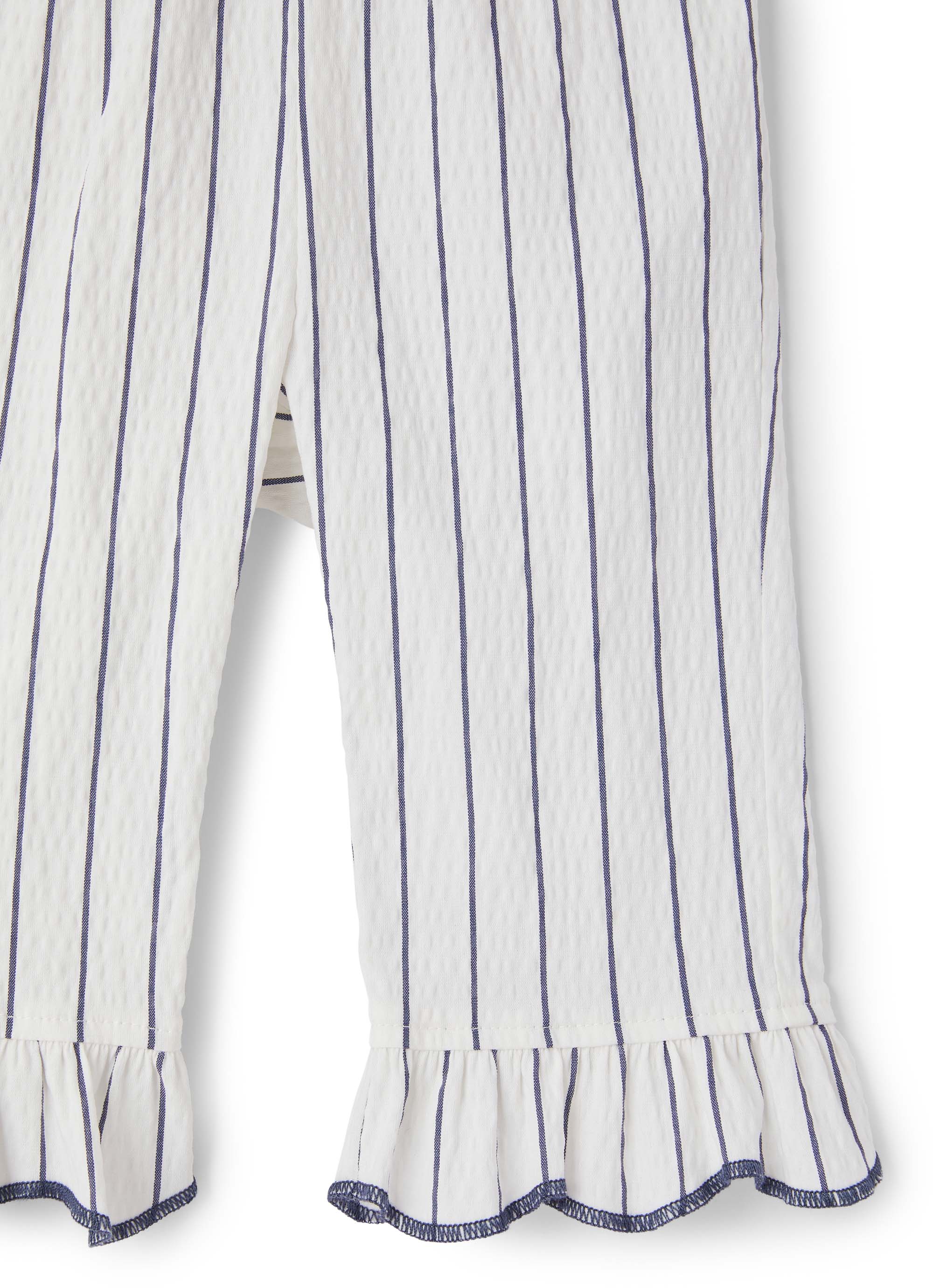 pantaloncino bianco a righe blu