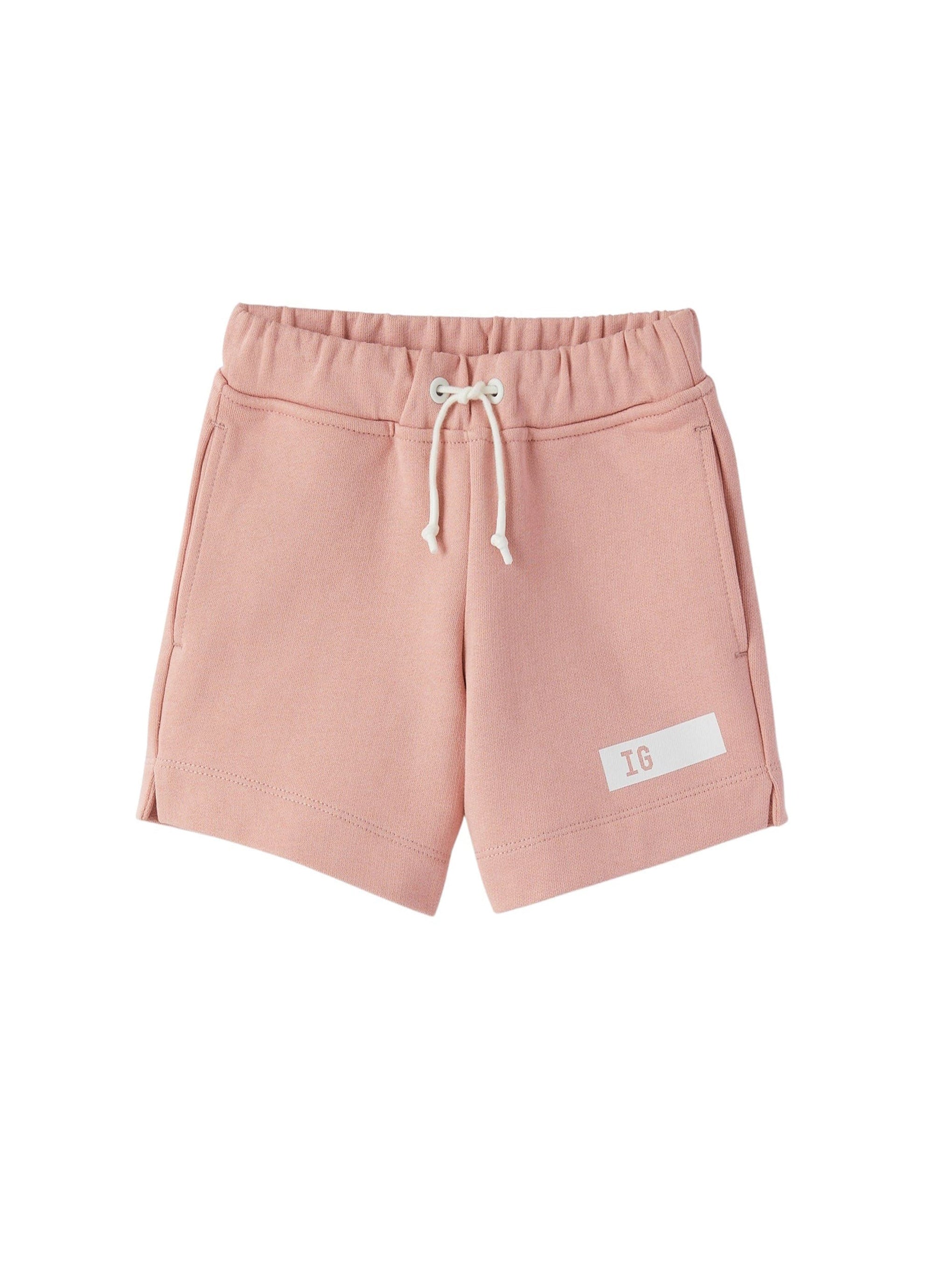 short in cotone rosa con logo IG