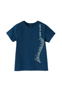 t-shirt manica corta blu con stampa gommata