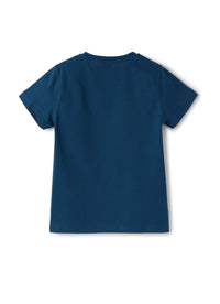 t-shirt manica corta blu con stampa gommata
